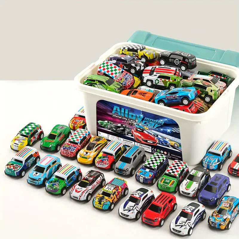 Pull-Back Toy Car Set with Storage Box image